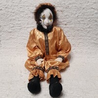 Porcelán fejű pierrot bohóc.60 cm