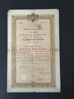 Magyar Korona Országai Járadékkölcsön Államadóssági Kötvény 100 Koronáról 1892.