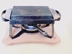 Grill grillsütő spiritusz borszesz égő vulkáni kő 17x11cm fa talpazat sütő hússütő