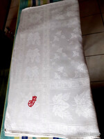 Antik fehér, monogramos damaszt szalvéta, terítő  61x60 cm