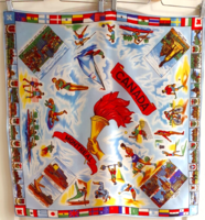 1976-OS MONTREÁLI OLIMPIA EMLÉKÉRE SELYEM KENDŐ 67 CM x 67 CM