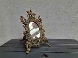 1,-Ft Antik Francia jelzett Depose gyönyörű bronz tükör az 1800-as évekből