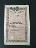 Magyar Korona Országai Járadékkölcsön Államadóssági Kötvény 1 000 Koronáról 1892.
