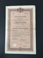 Magyar Korona Országai Járadékkölcsön Államadóssági Kötvény 1 000 Koronáról 1892.
