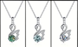 Moissanite Gyémánt Köves Nyaklánc Hattyú Medál 1 Karátos Kő 925 Sterling Ezüst 3 szín variáció.