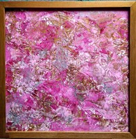 DÖMÖTÖR ANIKÓ TÜNDE,Absztrakt olajkép, laminált farost, 2,5 cmes fakerettel, 50x50cm