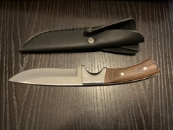 25 cm fa nyelű tőr kés bicska tokjában zsír új