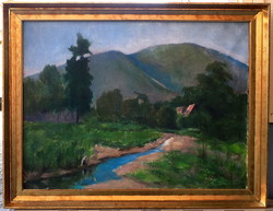 Benkhard Ágost 1882-1961:Nagybányai táj, Eredetiség igazolással Számlával