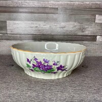 Zsolnay ibolyás porcelán komatál, leveses tál