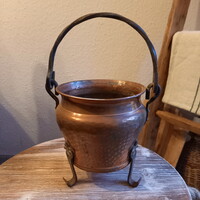 Szép régi réz bogrács/üst (16x13 cm)