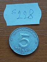 NÉMETORSZÁG NDK 5 PFENNIG 1953 "E" - Muldenhütten, ALU  S228