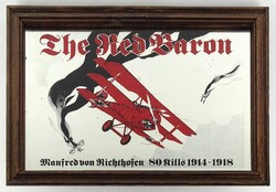 1P493 Vörös báró - Richthofen - Fokker repülőgép keretezett tükör 23.5 x 33.5 cm