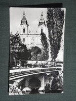 Képeslap,Kalocsa,Főszékesegyház,Bazilika,templom,Csorna híd látkép,részlet, 1965-