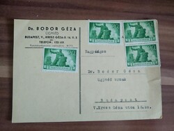 Boríték, feladó Dr. Bodor Géza, 4 db bélyeggel, 1945-ös évek