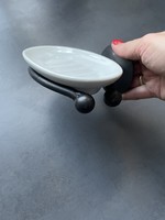 ÚJ! Rusztikus kovácsoltvas, porcelán fali szappantartó