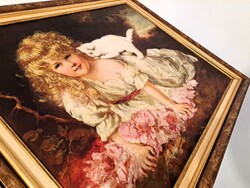 Bihari Emma - Gyermeki idill (Kislány cicával)