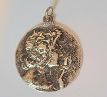 Szecessziós Ezüst Női Medál " Virágot tartó hölgy " Antik