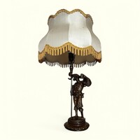 Antik bronzírozott spiáter figurális lámpa - 70 cm