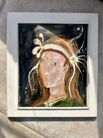 Tűzzománc női portré - Lukász Pál