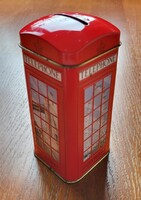 Angol piros telefonfülke teás fém doboz persely London