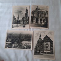 4 darab képeslap a II. világháborús bombázás előtti  Drezdáról