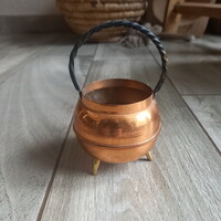 Pompás régi réz miniatűr bogrács/üst (7x7 cm)