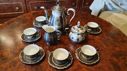 ANTIK EZÜSTÖZÖTT Bareuther BAVARIA PORCELÁN KÁVÉS KÉSZLET 6 szem.- Art&Deco