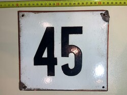 Zománc tábla házszám "45" felirattal