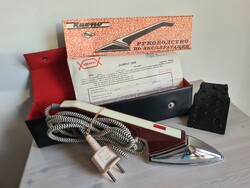 Szovjet utivasaló fekete műbőr tokban fellelt új állapotú retro háztartási eszköz CCCP forg.KERAVILL