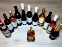 12 üveg bor whiskey vermuth pezsgő