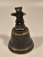 Régi figurális feliratos bronz/réz csengő