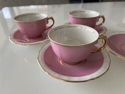 Cseh porcelán mokkás csészék rózsaszínű mázzal, MSB porcelán