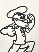 POPEY A TENGERÉSZ RETRO FALIDÍSZ MŰANYAG RAJZFILM MESE FIGURA 19 CM