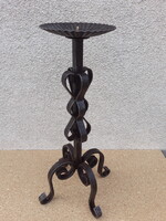 Antik nagy méretű kovácsoltvas gyertyatartó, 55 cm
