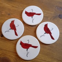 Bird coaster in good condition 4 pieces Northern Cardinal Ohio