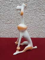 Art deco nagy méretű Hollóházi porcelán Uszkár kutya, 19 cm