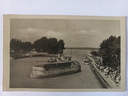 Régi képeslap Üdvözlet Siófokról 1 Ft-os lap, hajó, kikötő