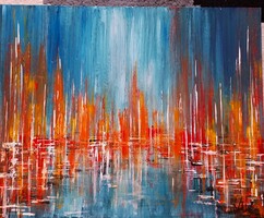 "KIKÖTŐI ABSZTRAKT"festmény farostlemezen 40 x 50 cm