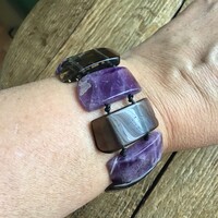 Különleges ametiszt és füstkvarc ásvány karkötő