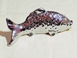 Fém krómozott hal figurális szobor ponty 14x6x6cm