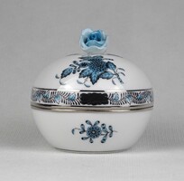 1U193 Herendi kék Apponyi mintás porcelán bonbonier eredeti dobozában