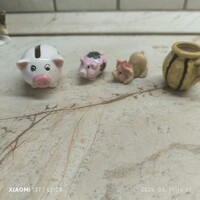 Retro miniatűr dísztárgy, 3 malac, 1 korsó  eladó!
