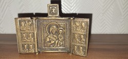 Orosz bronz utazási ikon - triptichon