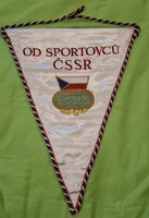 1971-es évekbeli hímzett cseh/Csehszlovák sport zászló,  40x30 cm