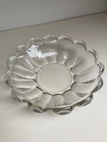 Kristály üveg tál, tojáskínáló - szolid, elegáns darab- virágkehely motivummal