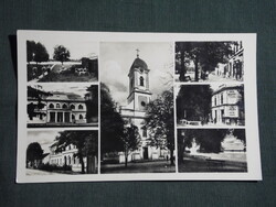Képeslap,Barcs,mozaik,tanácsháza,templom,Dráva,strand,kastély,utca látkép,Papírbolt Bp. kiadás, 1945