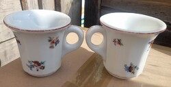 Art Deco Thick-Walled, Heavy Porcelain Schlaggenwald Czech Cups, Set of Two