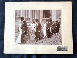 1932 ESKÜVŐ BUDAPEST CILINDER ÚRI TÁRSASÁG PECSÉT JELZETT FOTÓ GYŰJTŐI CSOPORTKÉP SCHÄFFER FOTÓ