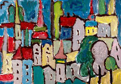 Csepeli Németh Miklós - Város 70 x 100 cm olaj, karton