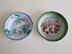 Old enamel plate wm weiss manfréd csepel enameled flower pattern plate decoration
